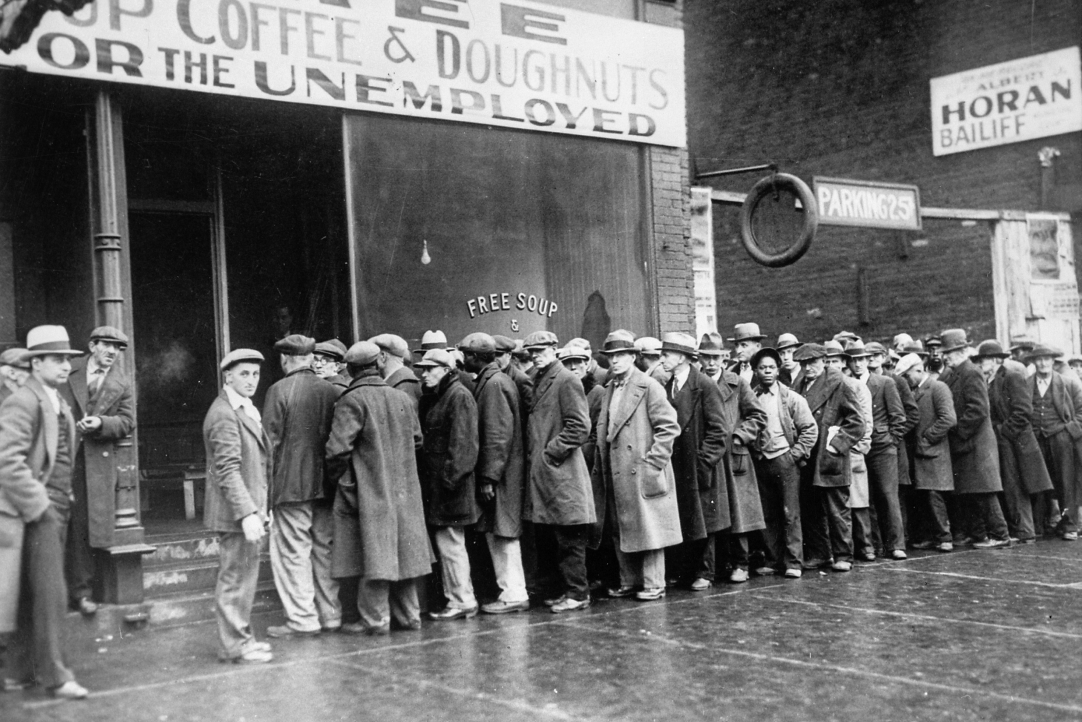 Пункт питания для безработных во время Великой депрессии, Чикаго, штат Иллинойс, США, 1931 г.