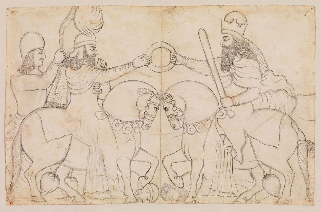 Выставка «Чистота». Экспонат №4: Ардашир и Ахура-Мазда, рисунок с рельефа, Лютф Али-Хан, 1860