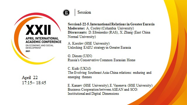 Сессия АМНК "International Relations in Greater Eurasia" (22.04.21)